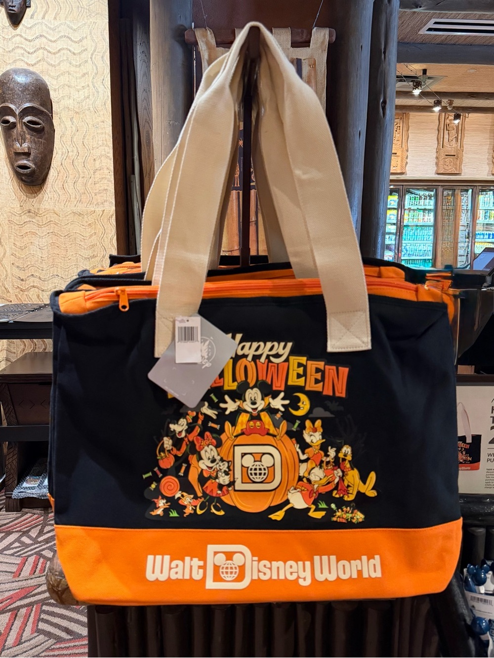 NEW 2026 DISNEY WORLD MICKEY & FRIENDS HALLOWEEN LARGE CANVAS ZIP TOTE BAG